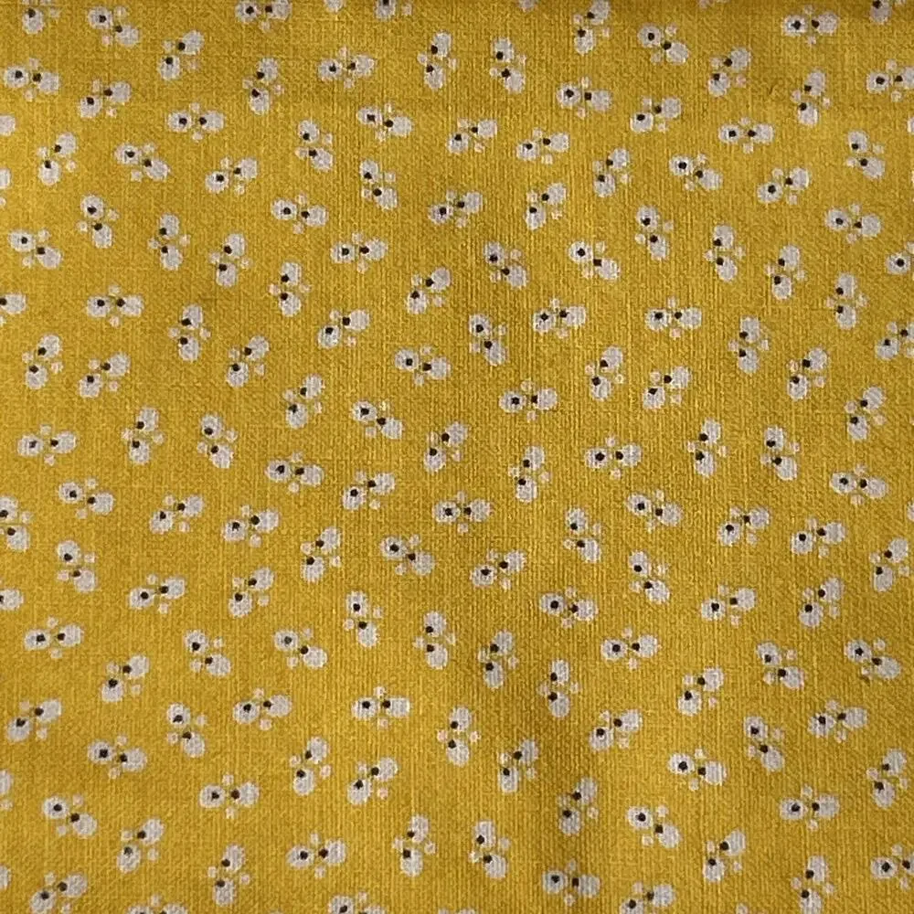 Vintage Textile Arts & Film Inc Yellow Ditsy Floral Fabric Remnant 44x32” TAF